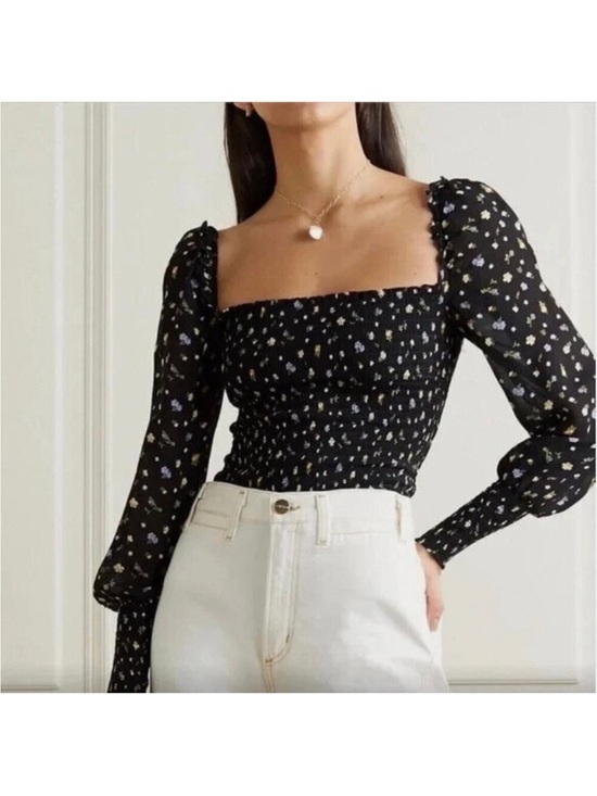 Reformation Tops - Reformation Pinto Smocked Puff Sleeve Jolene Top - small